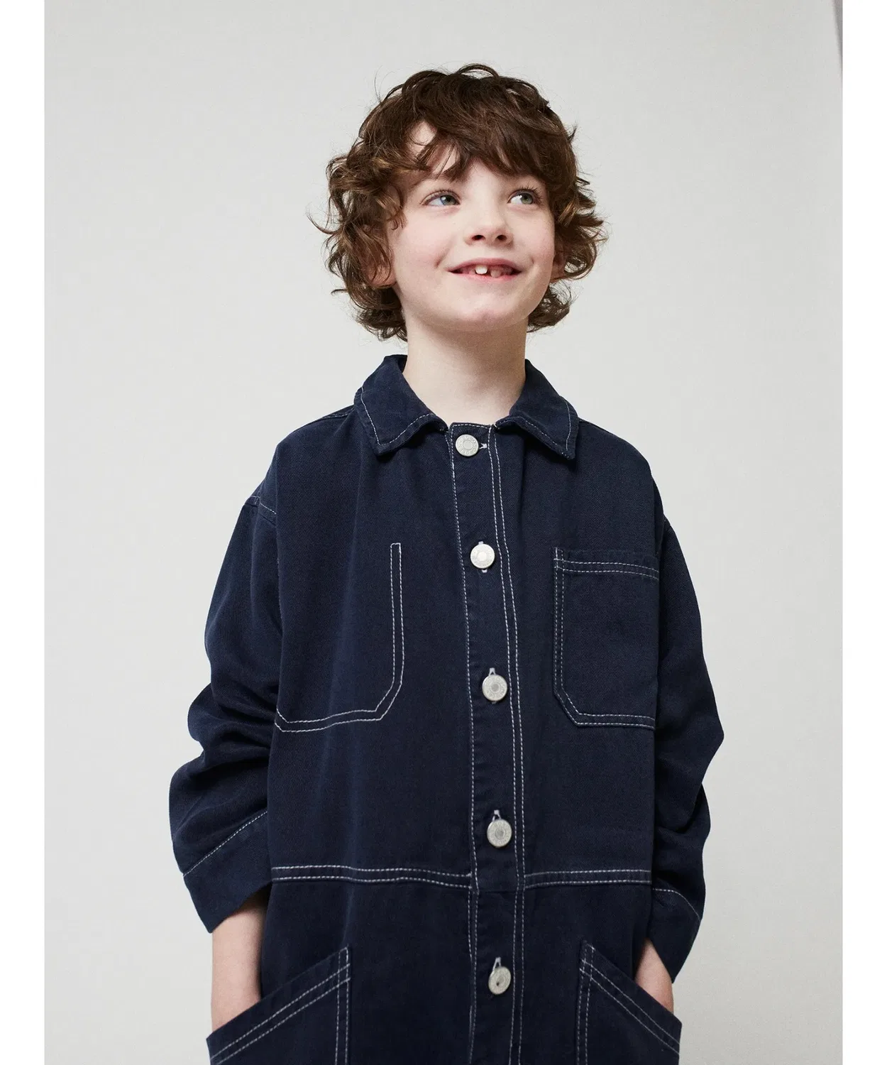 Детский комбинезон с принтом Snake Woven Overall BOBO CHOSES, Dark Navy — фото 2