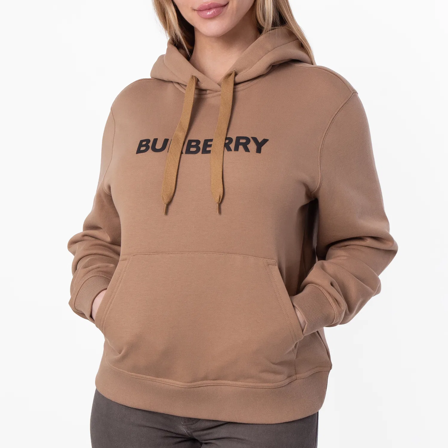 Худи свободного кроя Cotton Logo Burberry, Camel