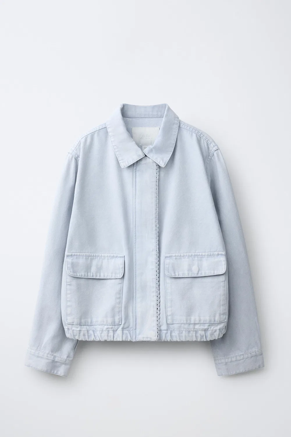 Куртка из парусины с кружевной отделкой ZARA, Light Blue