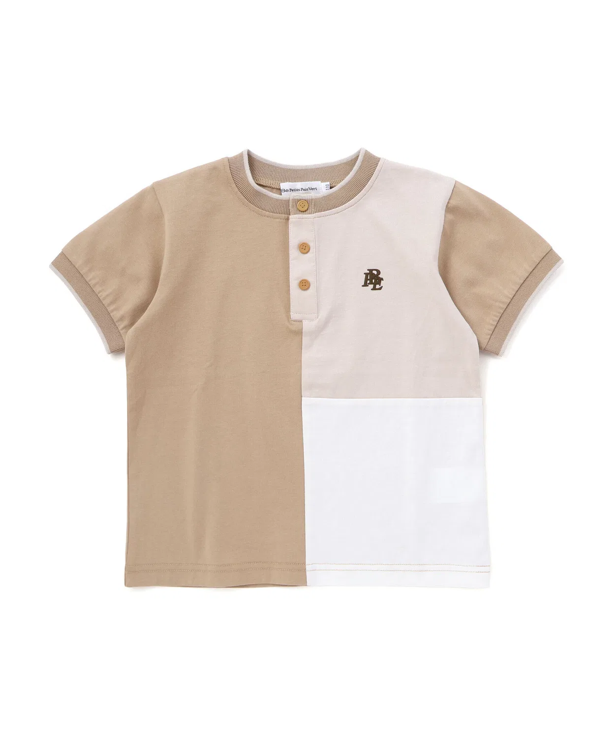 Детская футболка с контрастной вставкой BeBe Petits Pois Vert, Brown