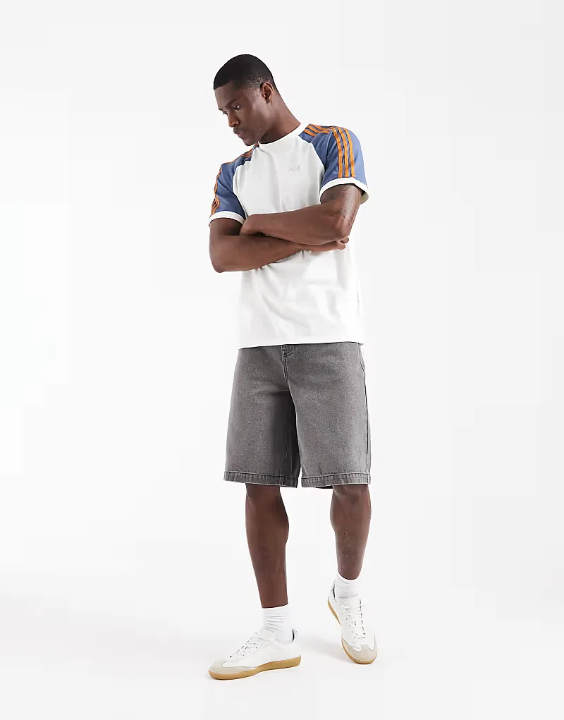 Футболка-реглан Adidas Originals, кремовый и темно-синий — фото 3