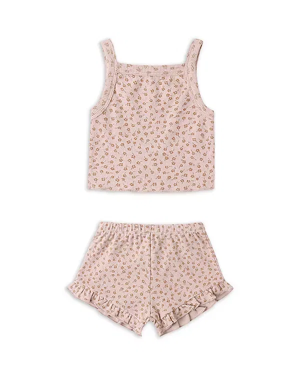 Детский комплект майка и шорты с цветочным принтом Evie Tank Top & Shorts Set Quincy Mae, Blush
