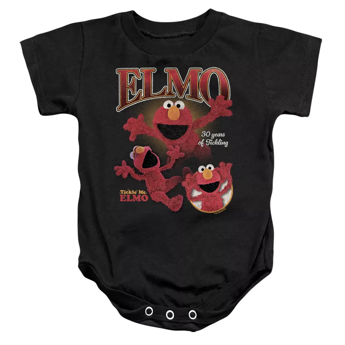 Детское боди с коротким рукавом Tickle Me Elmo Collage Bootleg Style Sesame Street, Black