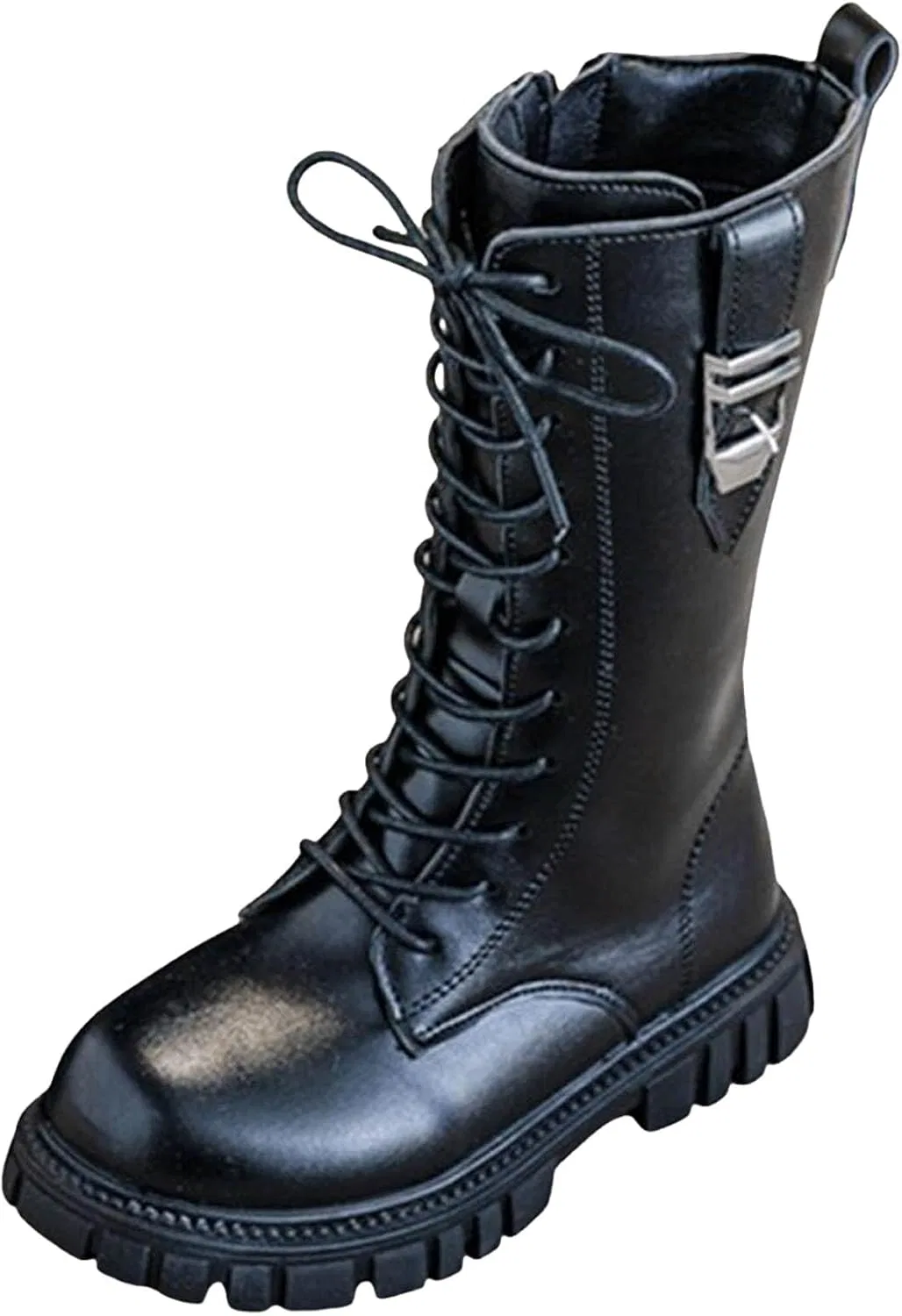 Детские ботинки для девочек на шнуровке с принтом Combat Boots, Black — фото 4