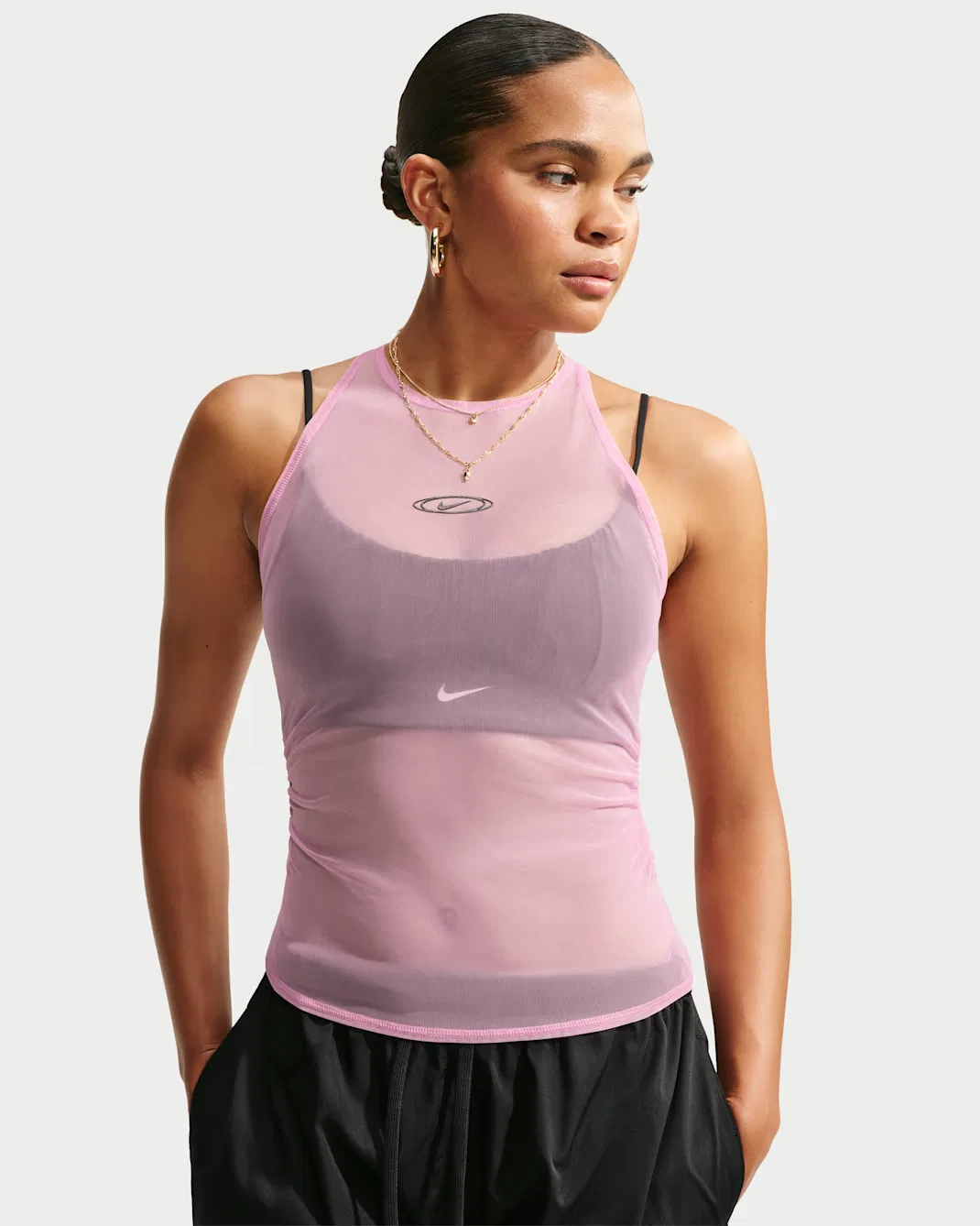 Облегающая прозрачная женская майка Nike Sportswear, Pink Rise/Black