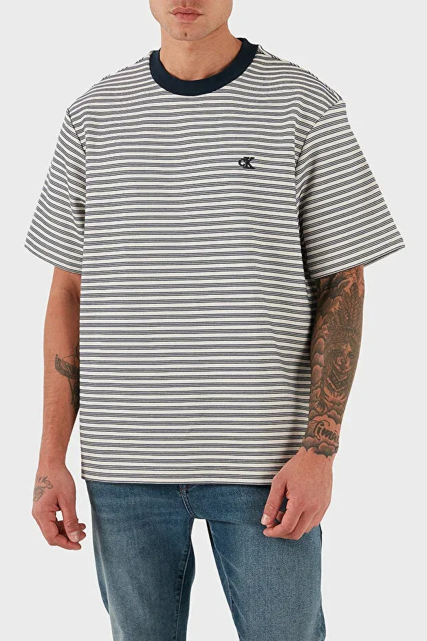Мужская футболка с принтом в полоску Calvin Klein, White