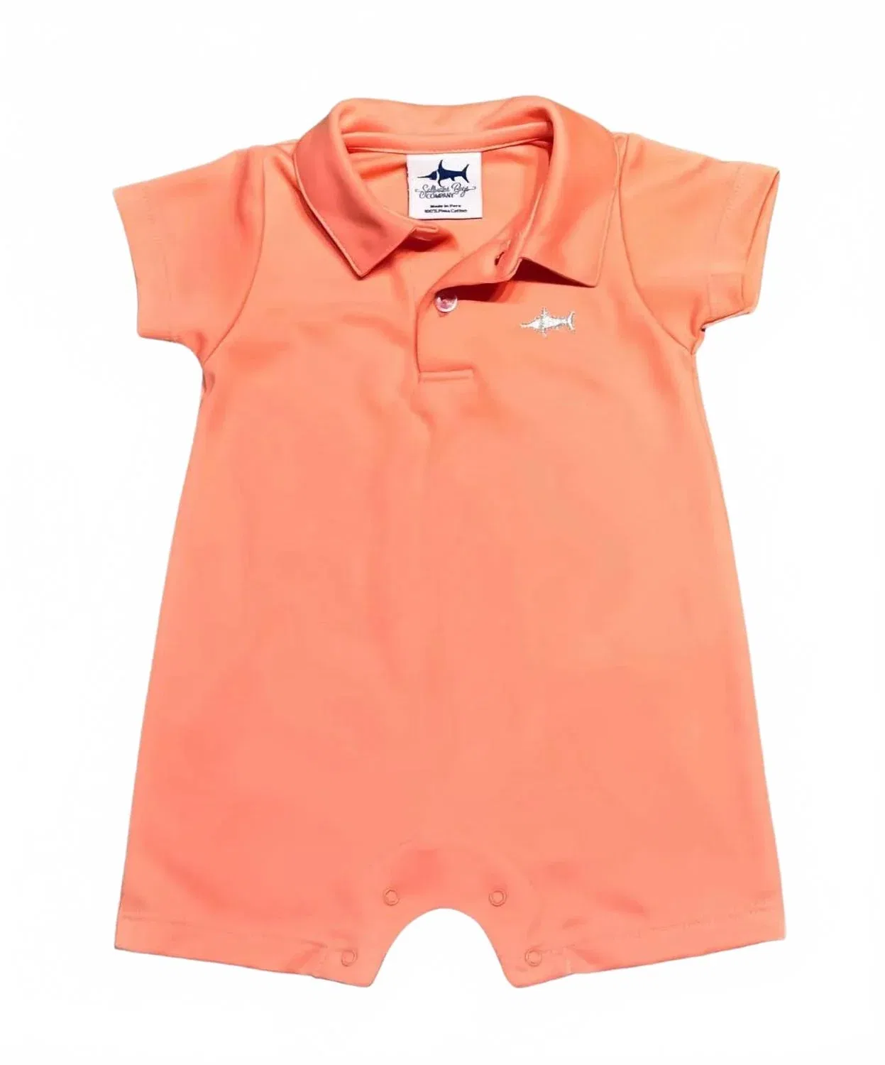 Детский боди-комбинезон с воротником поло и вышивкой Signature Polo Romper Saltwater Boys Co., Coral