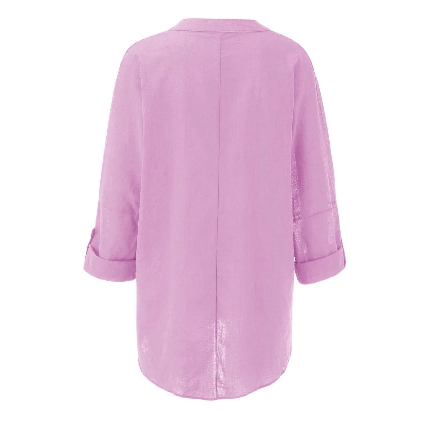 Женская туника из льна с длинным рукавом Oversized Loose T-Shirts, Pink — фото 4