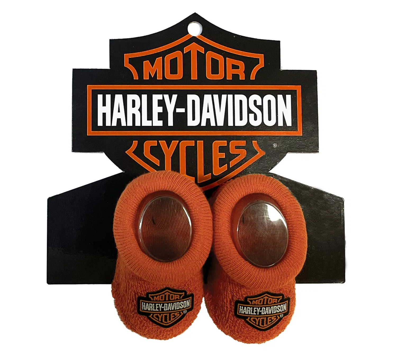 Детские вязаные пинетки-носки с нашивкой Infant Bootie Socks Harley Davidson, Vintage Orange