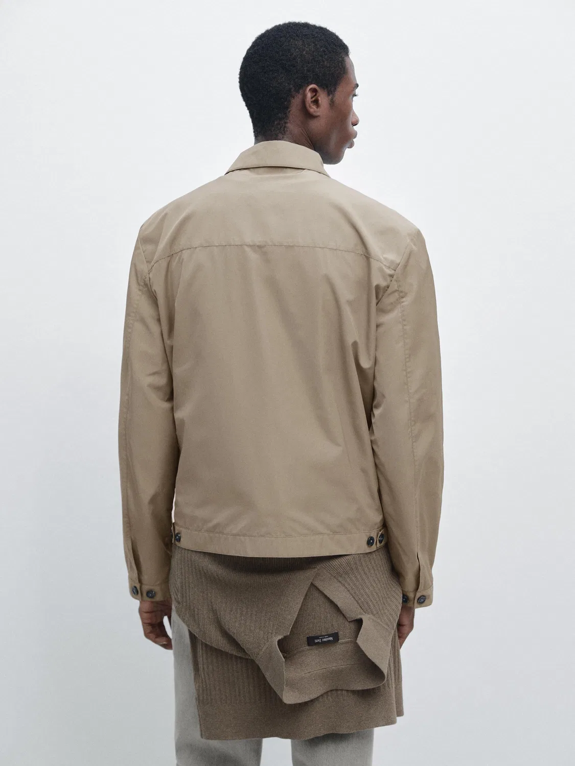 Короткая куртка из технической ткани Massimo Dutti, Mink — фото 3