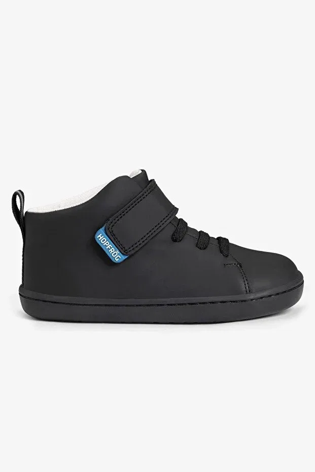 Детские ботинки для девочек с принтом Smart Walker High Top Super Matte Black Barefoot Kids Boots Hopfrög, Super Matte Black
