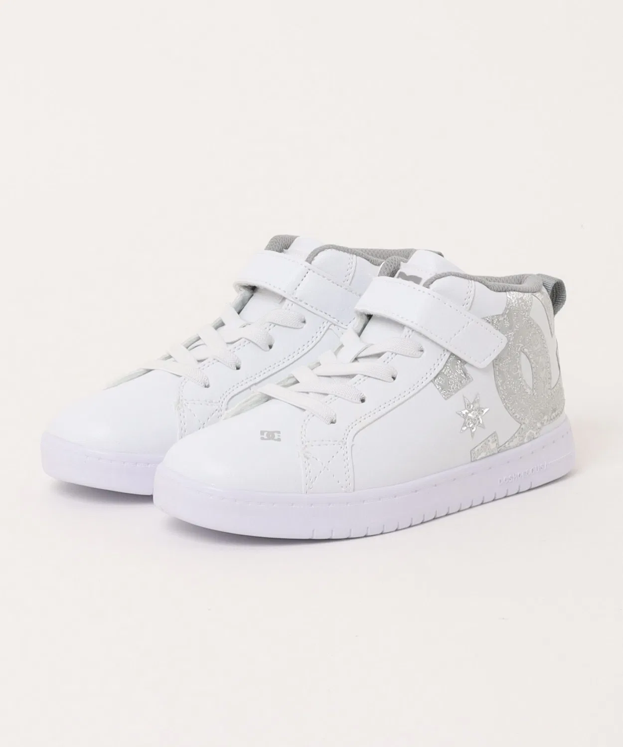 Детские кроссовки высокие с логотипом DC, White