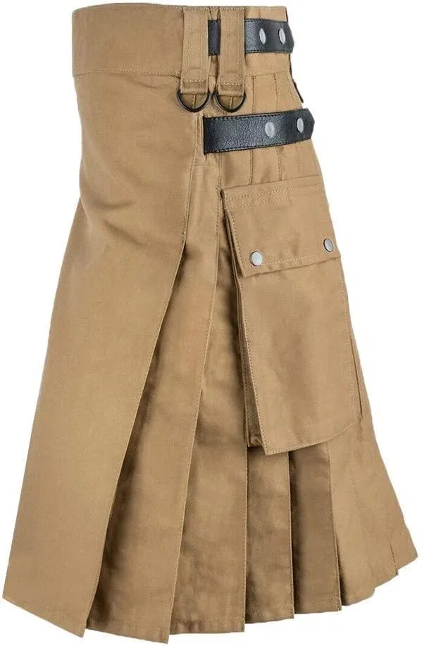 Мужские брюки-юбка Gothic Scottish Style с карманами, Kendo Inspired Design, хаки
