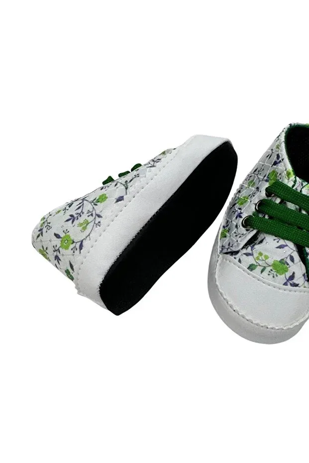 Детские для девочек туфли с цветочным принтом Glittery Flower Pattern Esterella, Green — фото 2