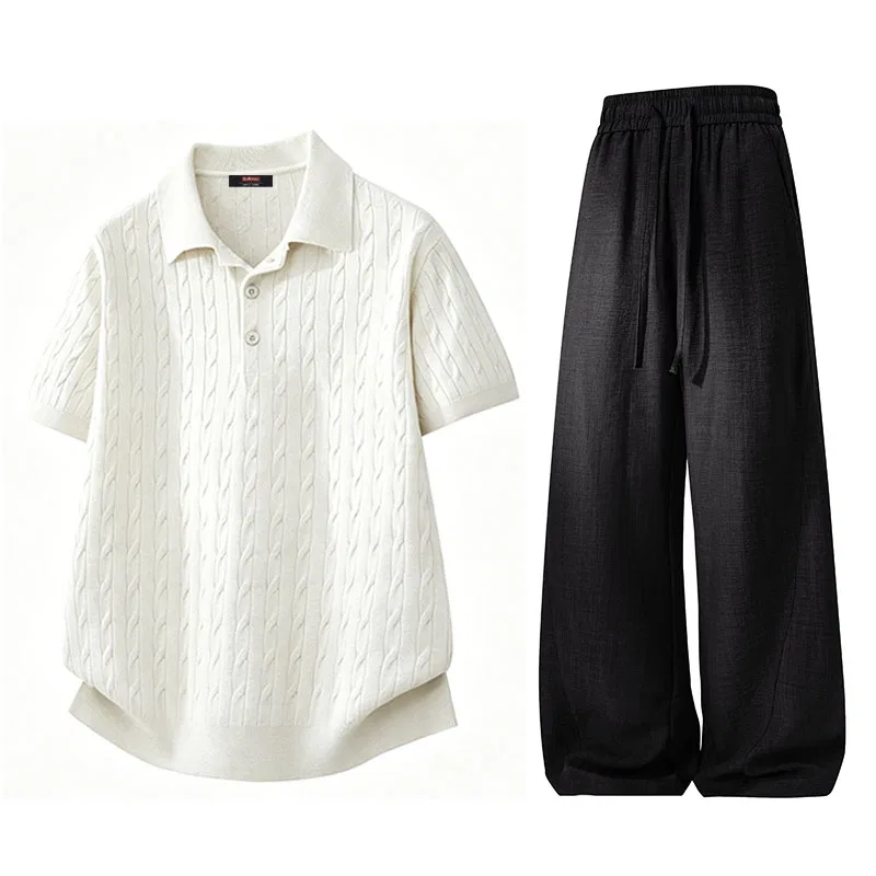 Детский спортивный комплект с отложным воротником BALENO, Ecru Top+Black Pants