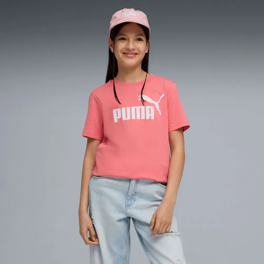 Детская футболка для девочек с принтом Ess No. 1 Logo Puma, Pink — фото 3