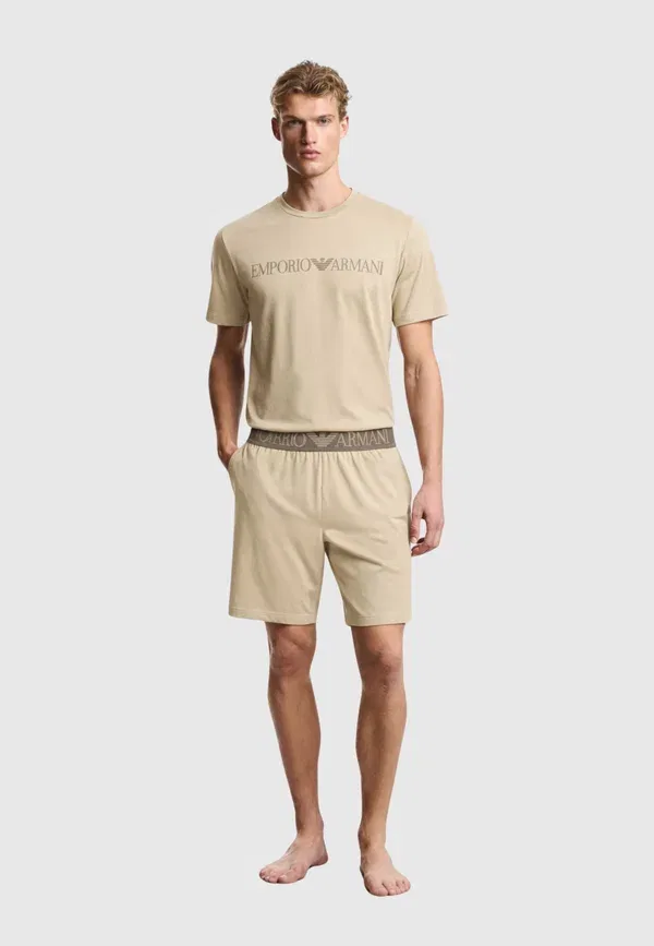 Пижамный комплект Megalogo pigiama: короткая пижама - пижамный комплект Emporio Armani, цвет sage