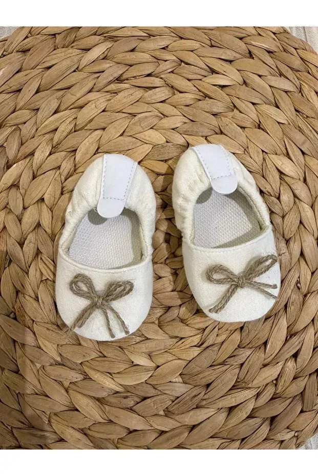 Детские пинетки для девочек с бантом Luna Kids Store, Бежевый