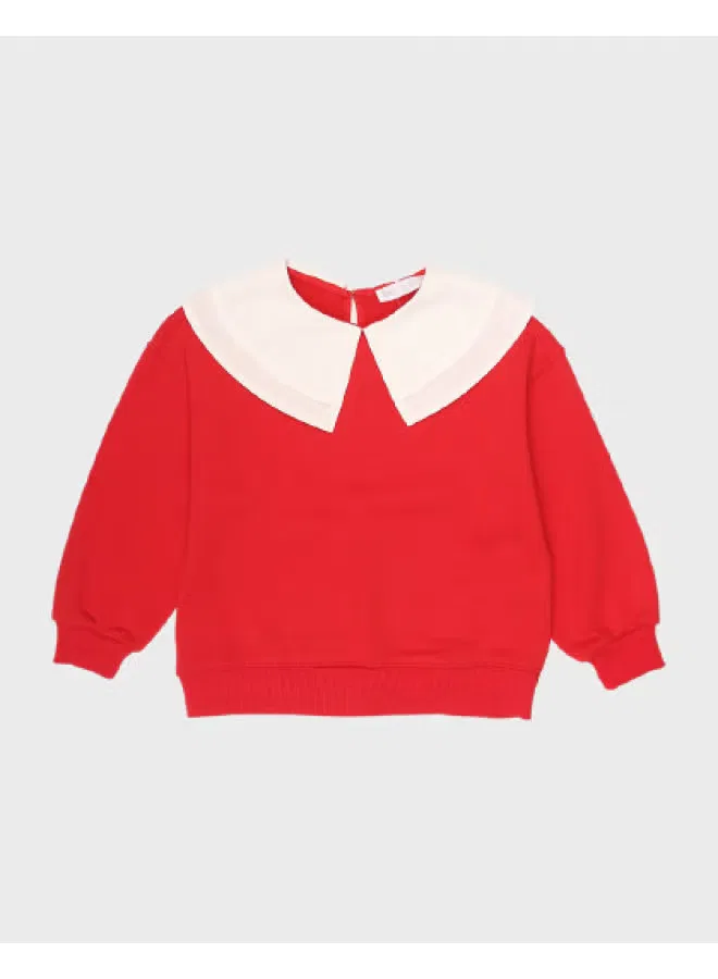 Худи с патчворк-воротником Korean retro style Zara, красно-белый