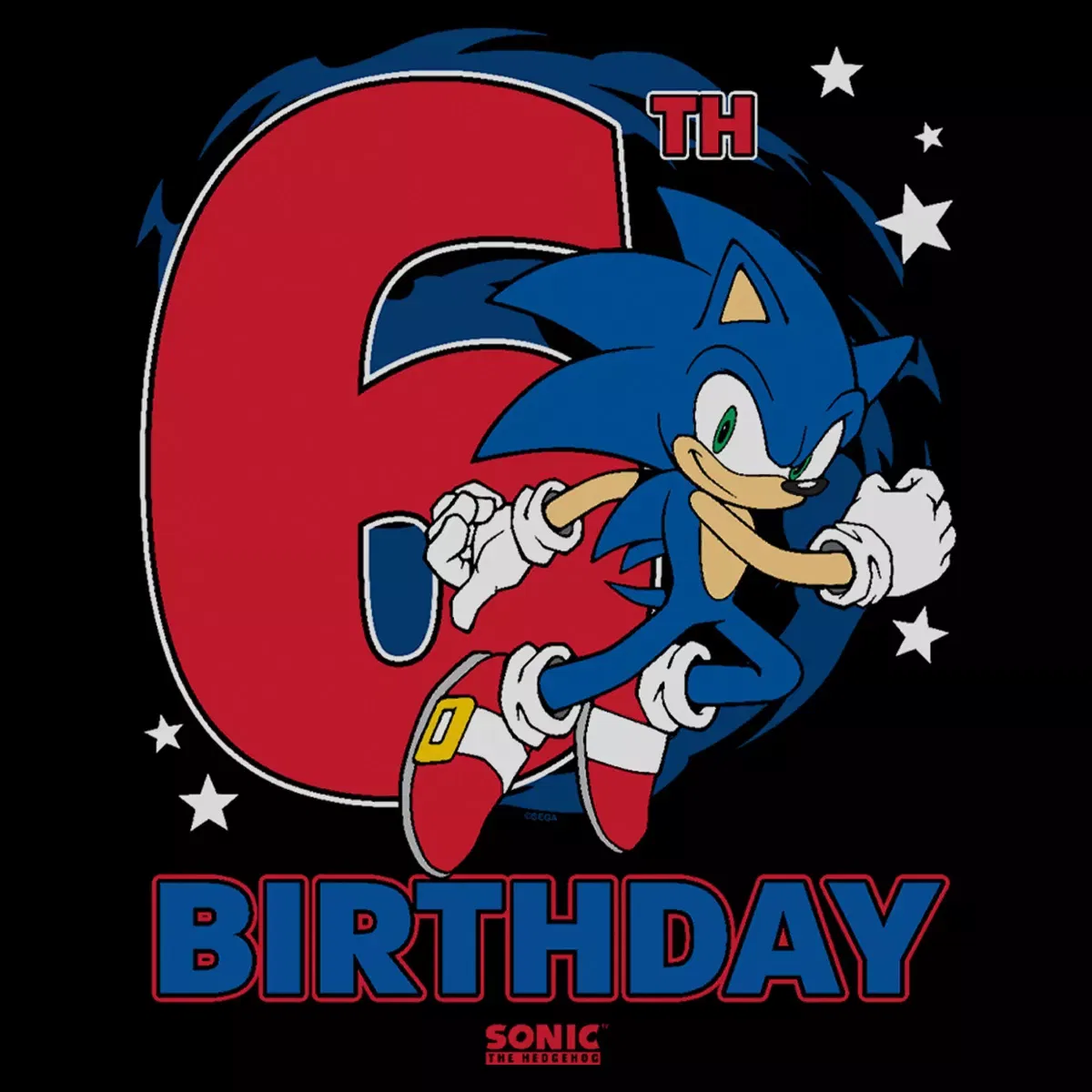 Детская футболка с принтом Sonic The Hedgehog 6th Birthday, Цвет Black — фото 2