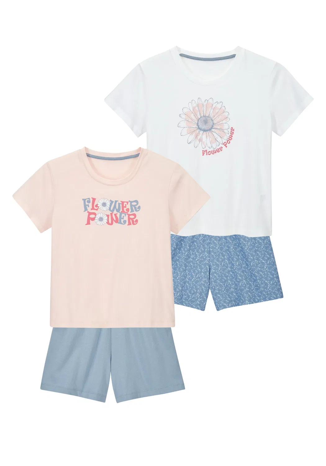 Детская пижама с цветочным принтом Petite Fleur Kids, White/Rose/Blue