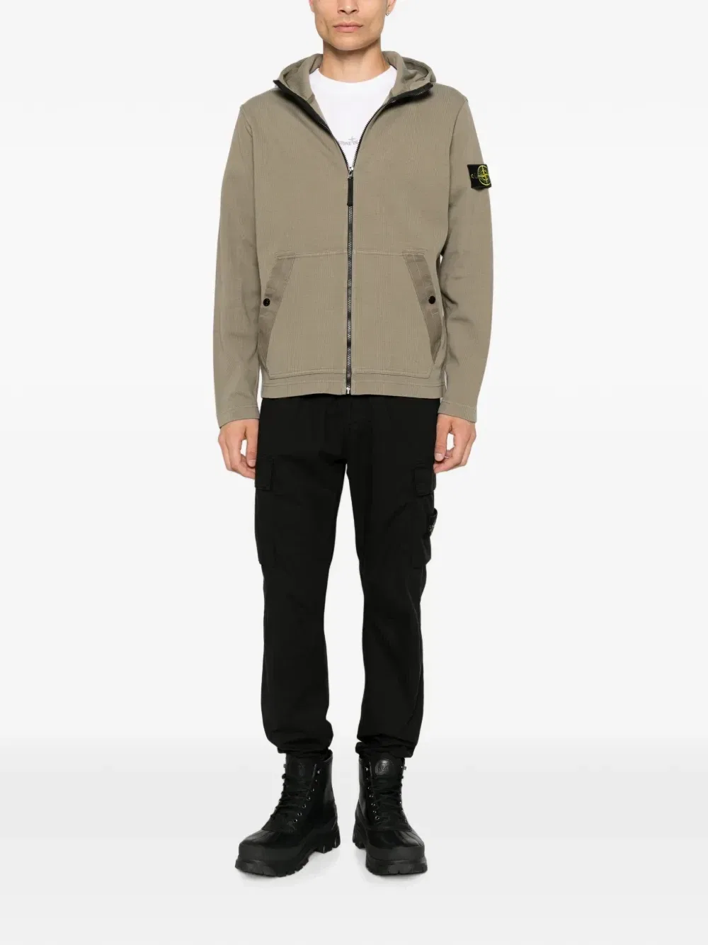 Толстовка на молнии с нашивкой-логотипом Stone Island, зеленый — фото 2