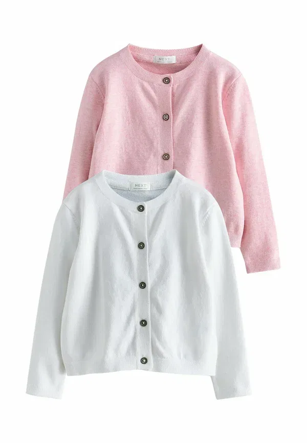 Кардиган из хлопка Regular fit - button up 2 pack, Next, Pink, White, белый/розовый