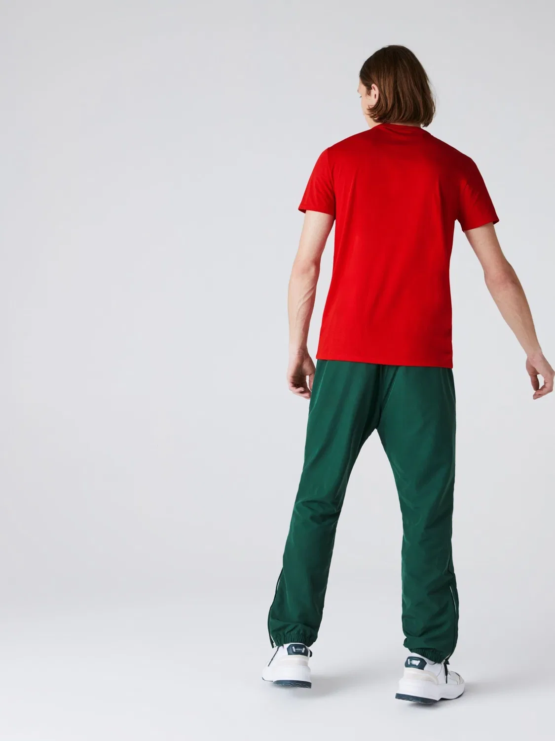Lacoste Красная хлопковая футболка с круглым вырезом и короткими рукавами — фото 2