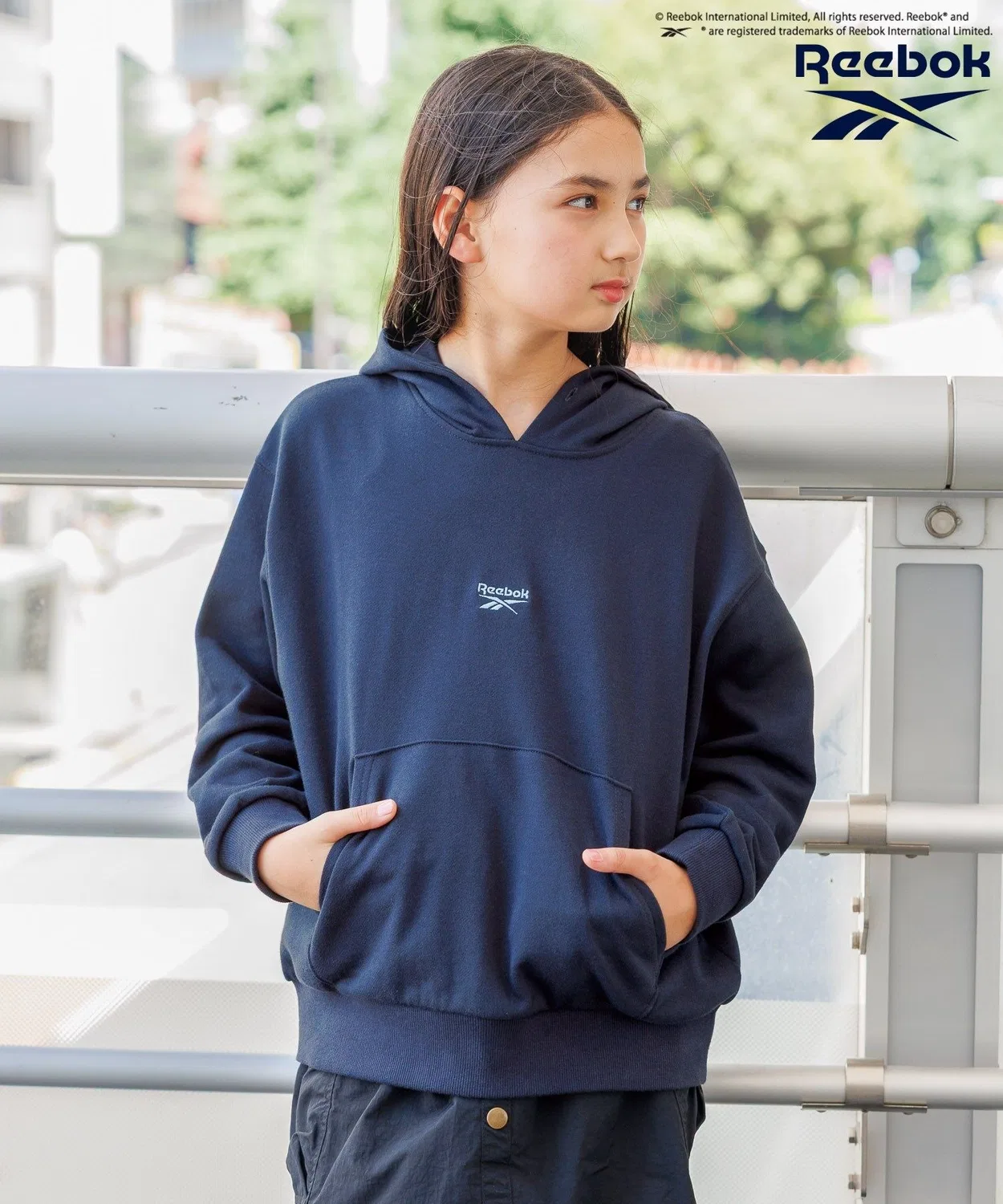 Детский худи с длинным рукавомReebok, Navy