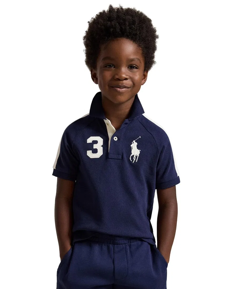 Поло из хлопковой сетки с принтом Big Pony Polo Ralph Lauren, Refined Navy