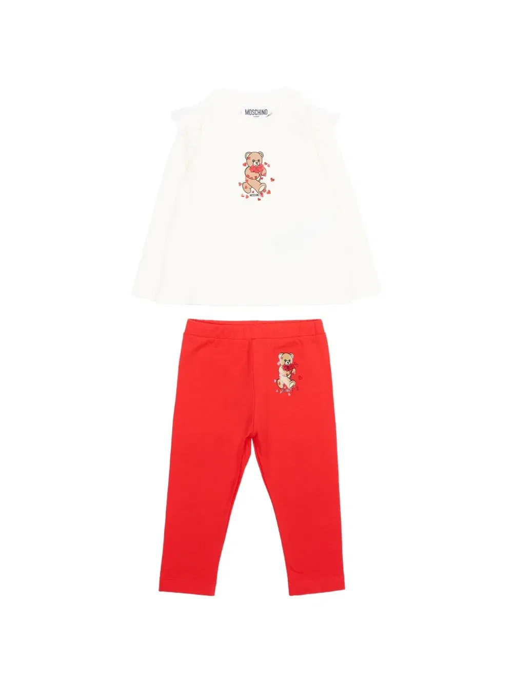 Спортивный костюм с рюшами Мишка Тедди Moschino Kids, бежевый