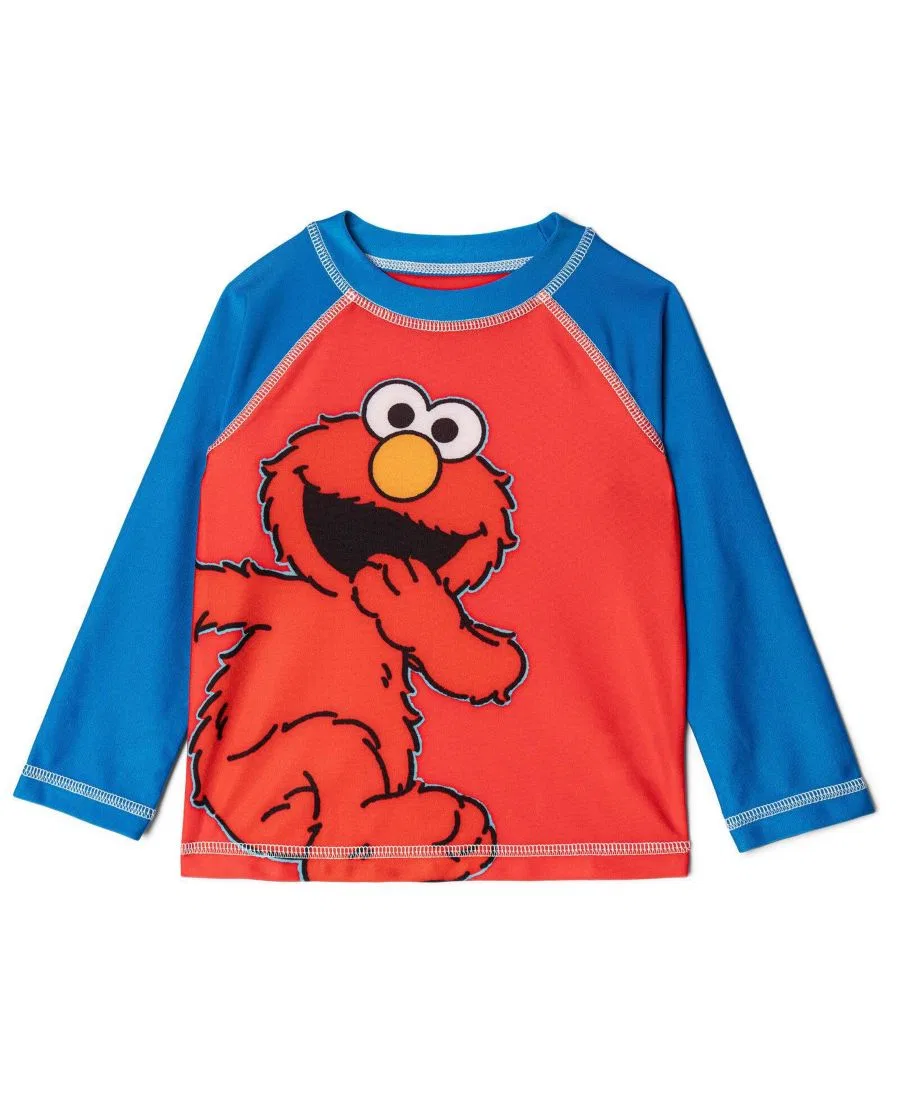 Комплект плавательный из рашгарда с длинным рукавом и плавок Sesame Street, Elmo Red Blue — фото 2