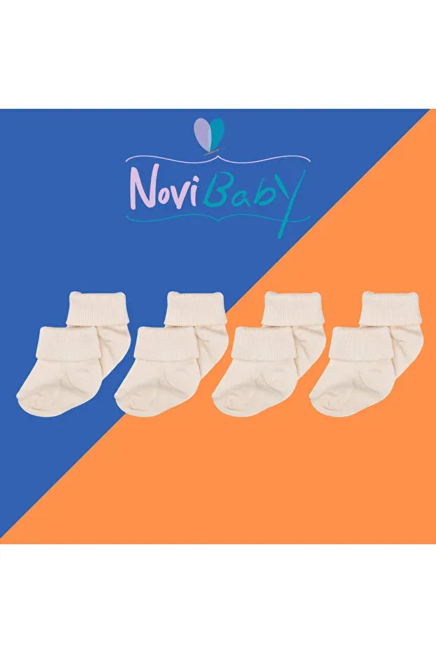 Детские носки для новорожденных из бамбука 4 шт. Novibaby, Ecru — фото 2