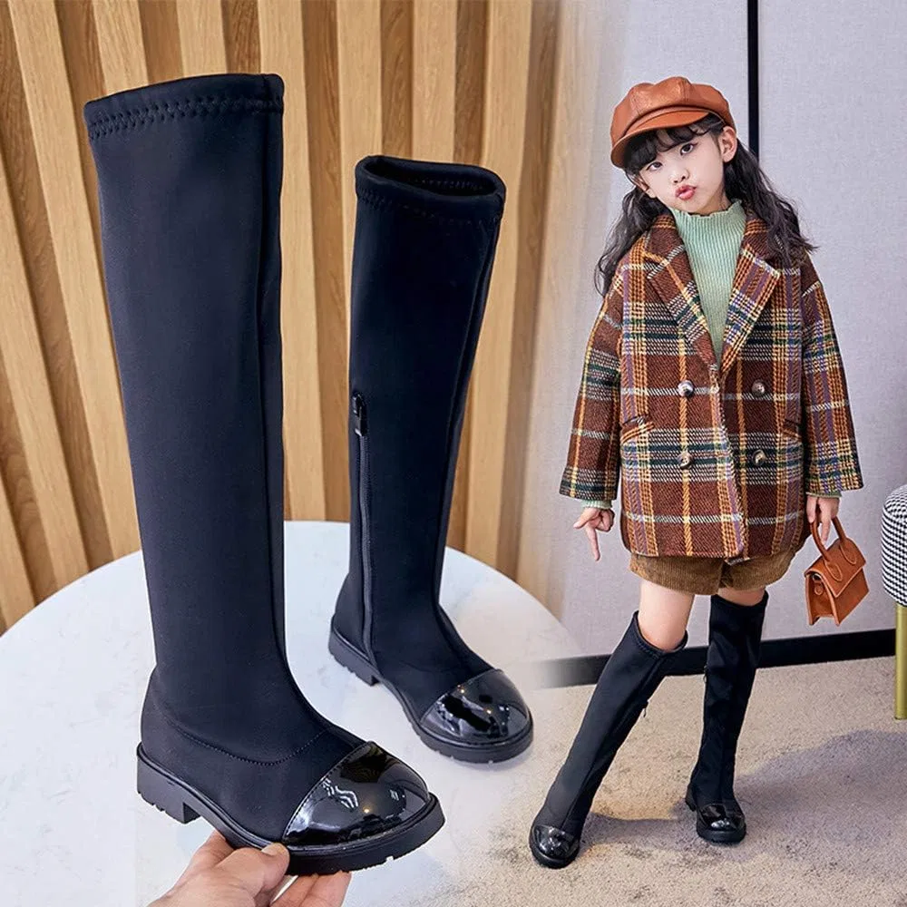 Детские сапоги для девочек с меховой подкладкой BININBOX, Black Fur Lining — фото 2