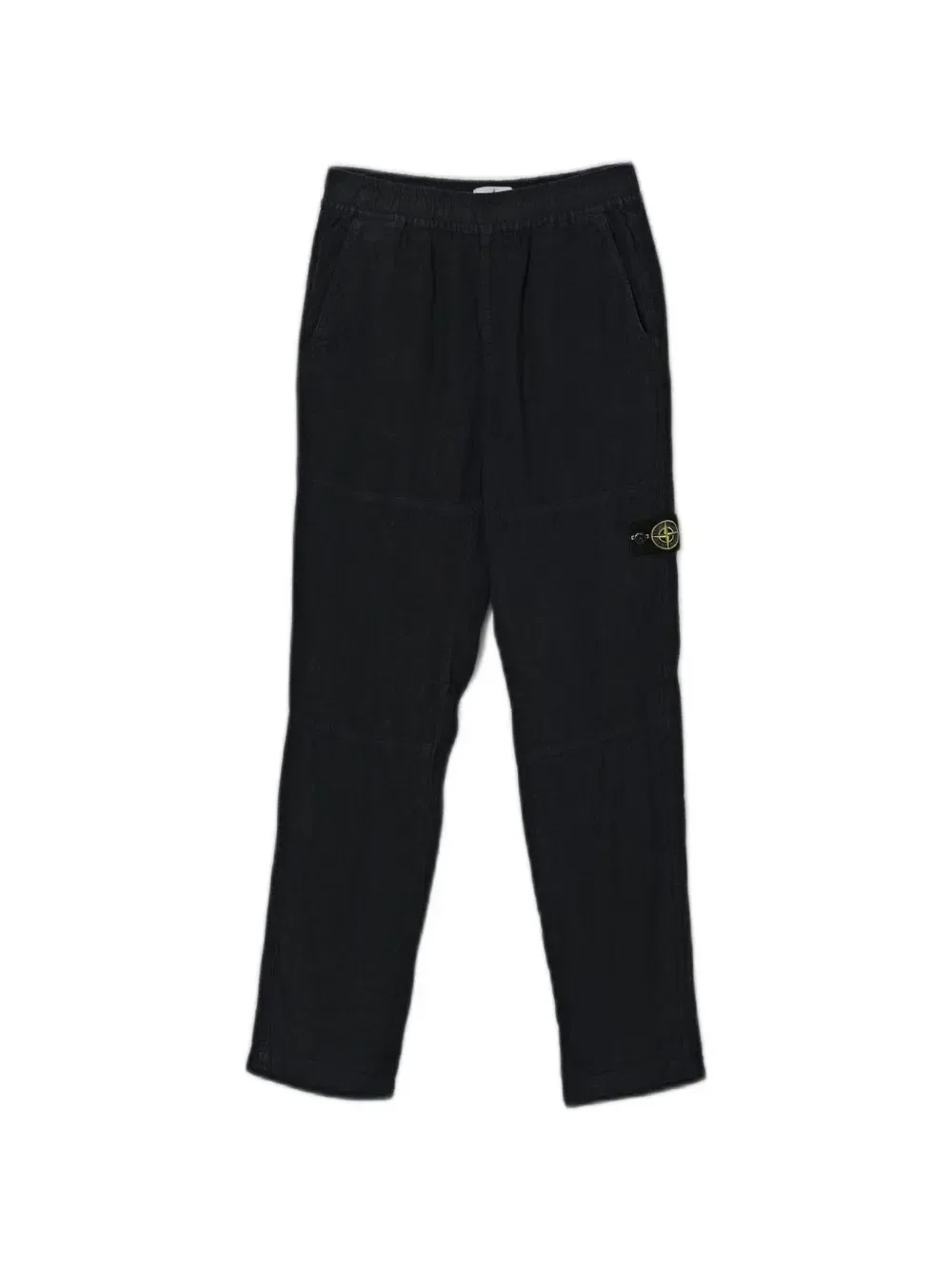 Брюки из льна с нашивкой-логотипом Stone Island Junior, черный