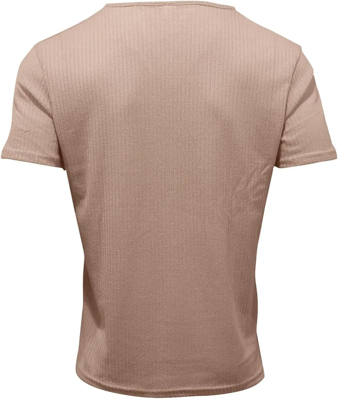 Мужская футболка с глубоким V-вырезом Ribbed Casual, Dark Khaki — фото 4