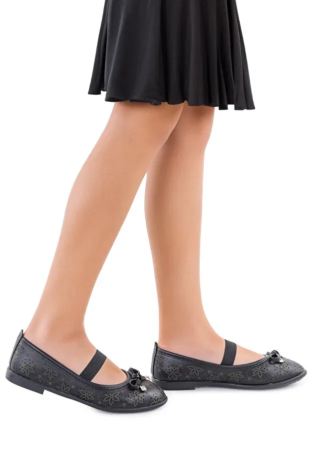 Детские балетки для девочек без застежек Kiko Kids, Black
