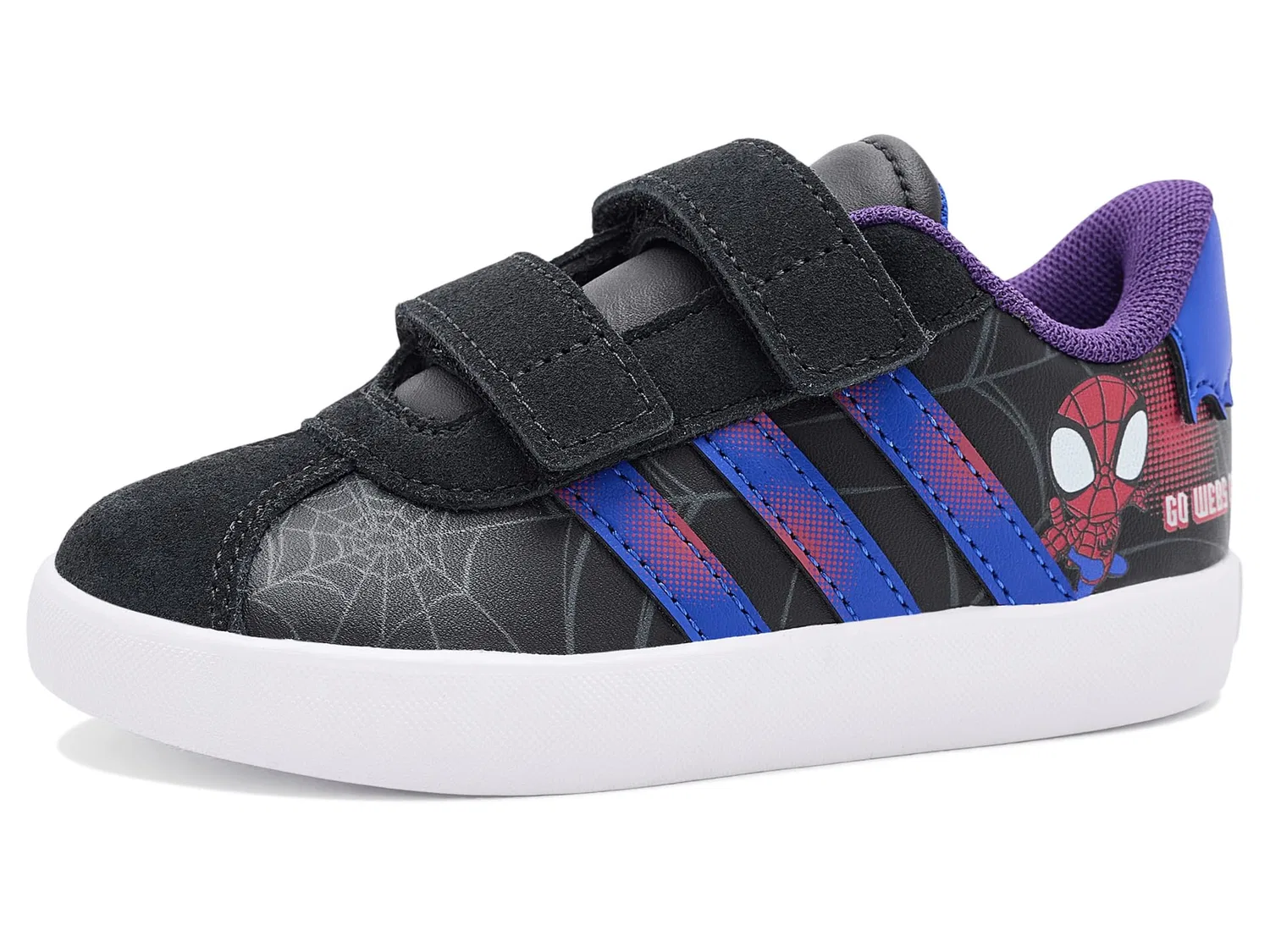 Кроссовки Marvel Vl Court 3.0 Hook & Loop (для младенцев и малышей) Adidas Kids, Black/Team Royal Blue/Violet