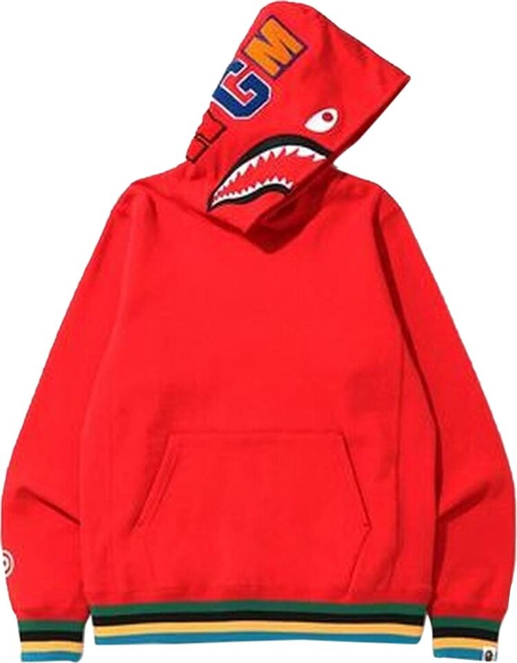 

Худи BAPE Shark Line Rib Pullover Hoodie 'Red', красный