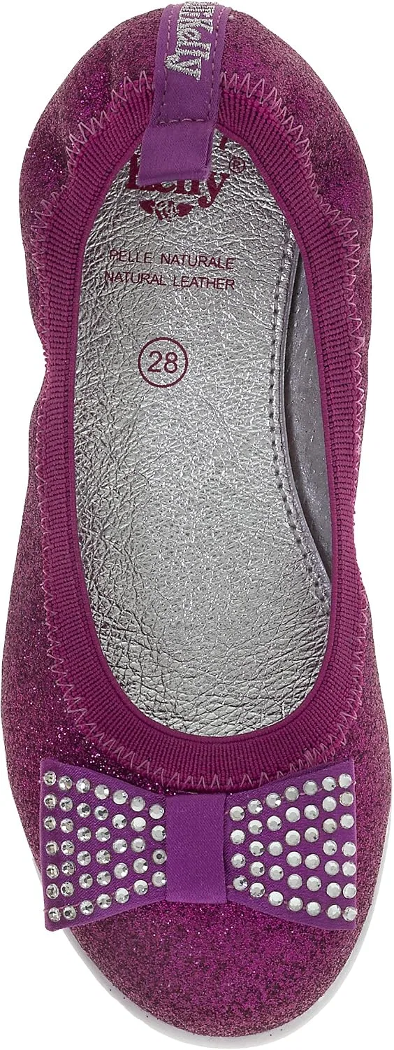 Детские балетки для девочек с блестящим бантом Lelli Kelly Lk9716 Glitter Bow Ornament, Fuxia Glitter — фото 2