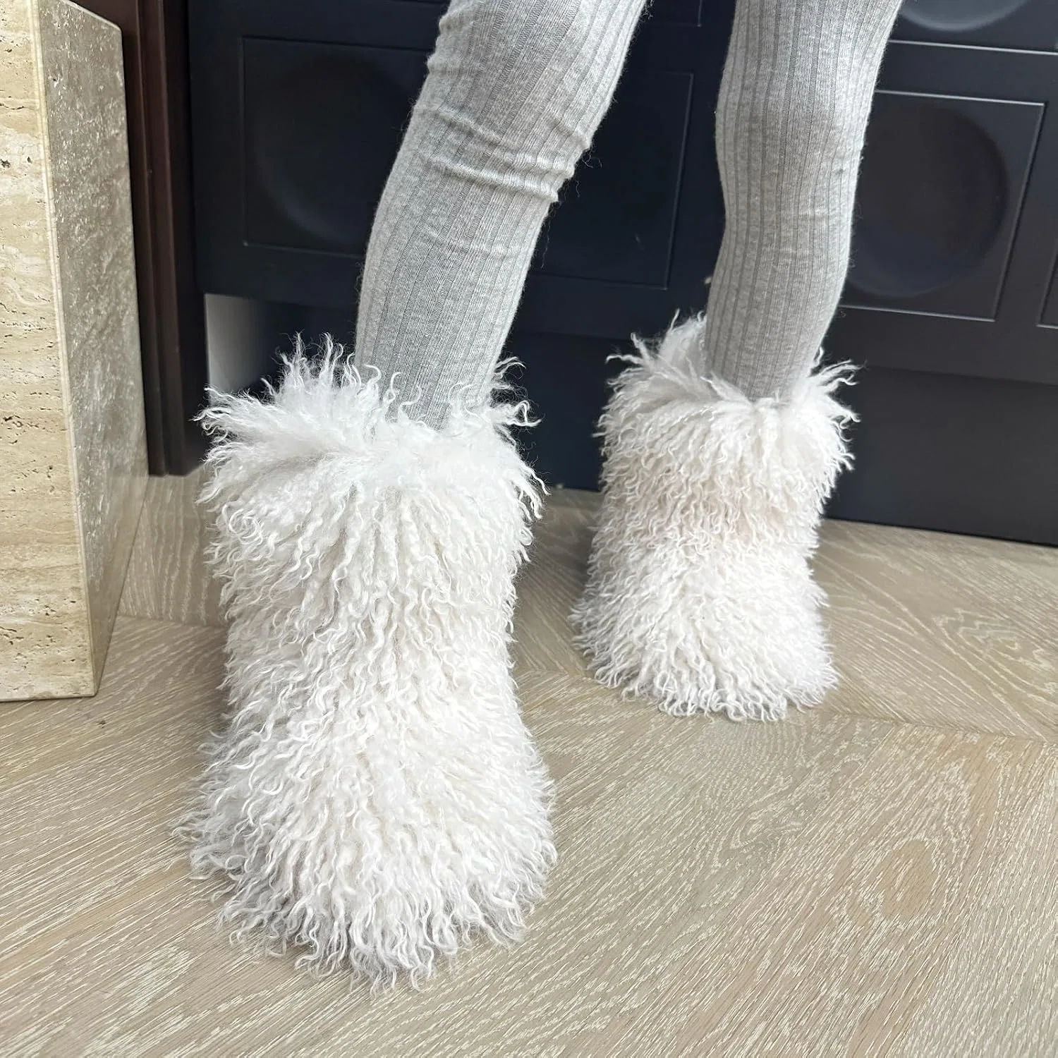 Детские зимние сапоги для девочек с искусственным мехом Auhoho, White — фото 3