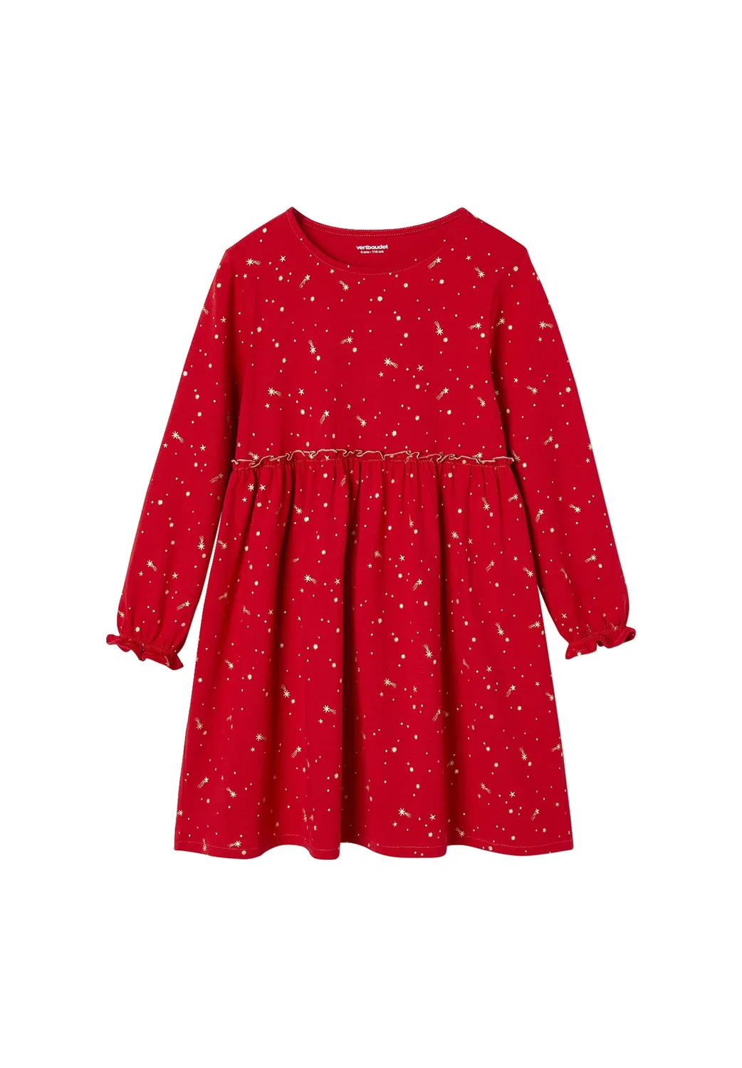 Festliches mädchen kleid mit glanzsternen - трикотажное платье Vertbaudet, Rot