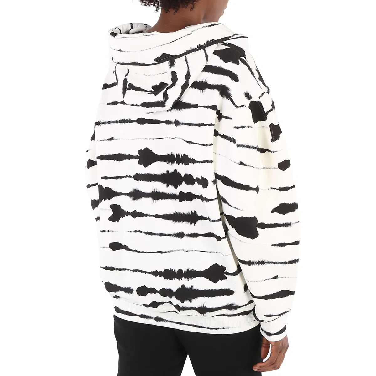 Худи женское с принтом Monochrome Cut-out Detail Watercolour Print Cotton Hoodie Burberry, Monochrome — фото 4