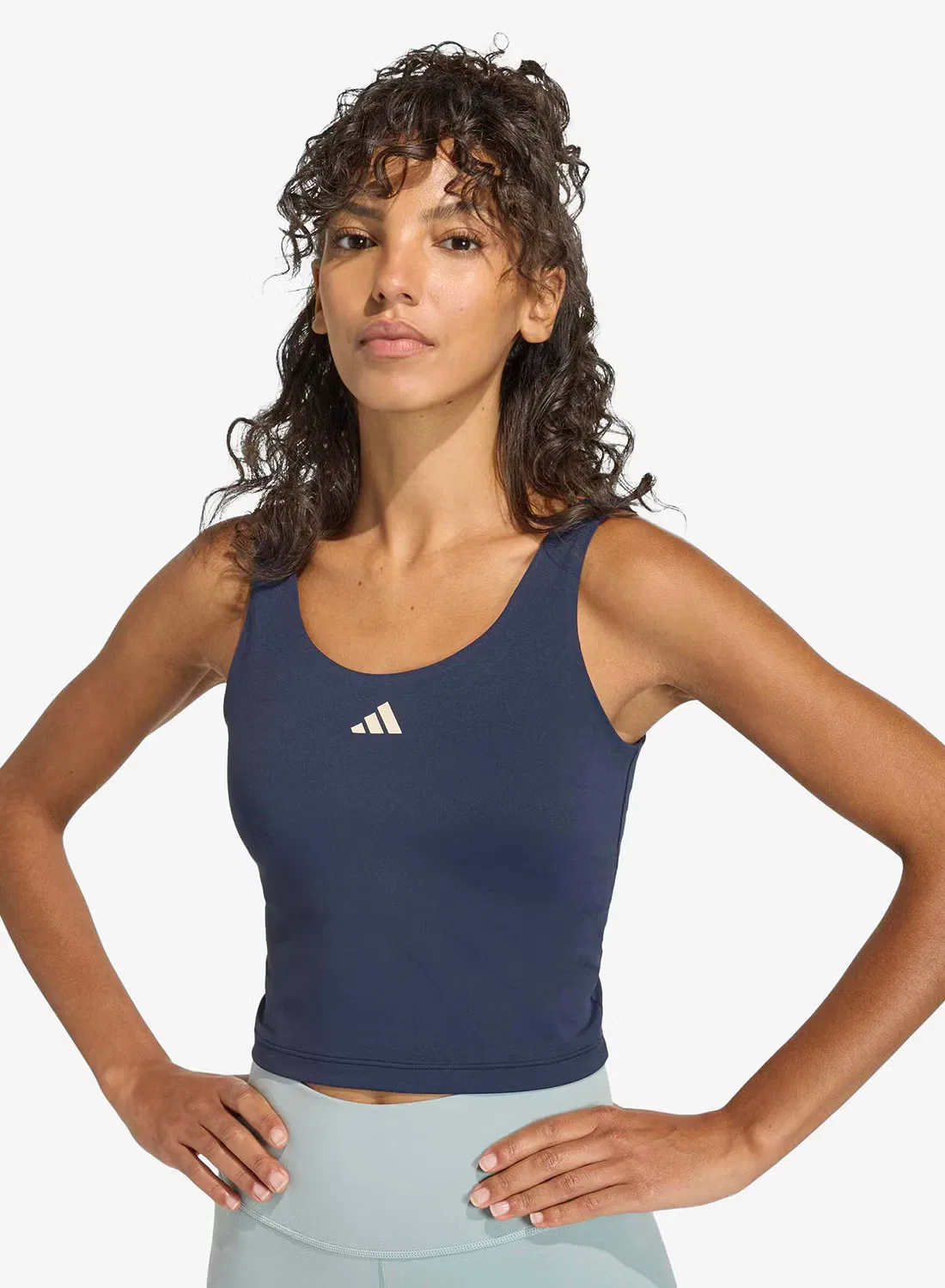 Майка для тренировок с легкой поддержкой 3-Stripes studio all me Adidas, темно-синий — фото 4