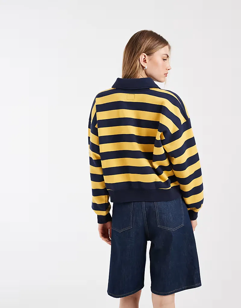 Поло-джемпер винтажное регби в полоску Levi's, желтый/синий — фото 4