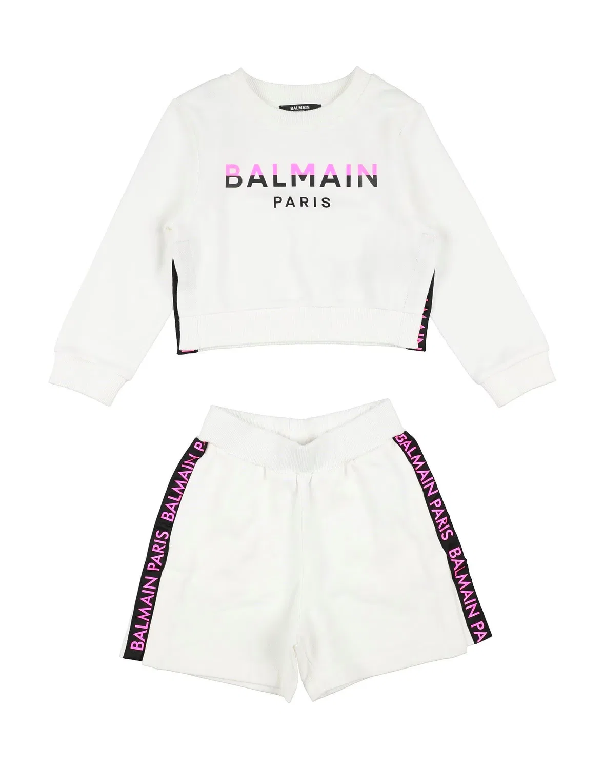 Детский спортивный костюм с аппликациями Balmain, белый