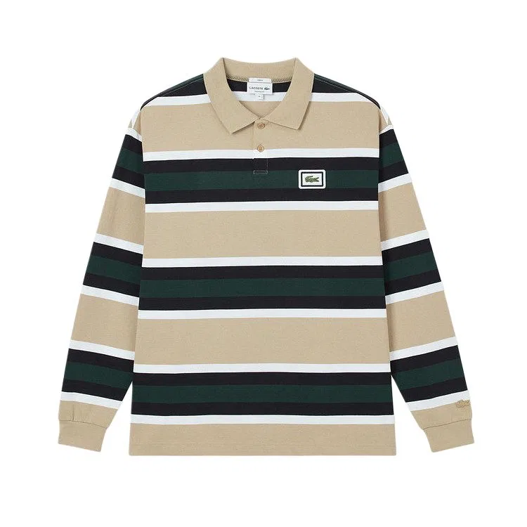 Мужское поло с полосками LACOSTE, 4DM/Camel/Multicolor Stripes