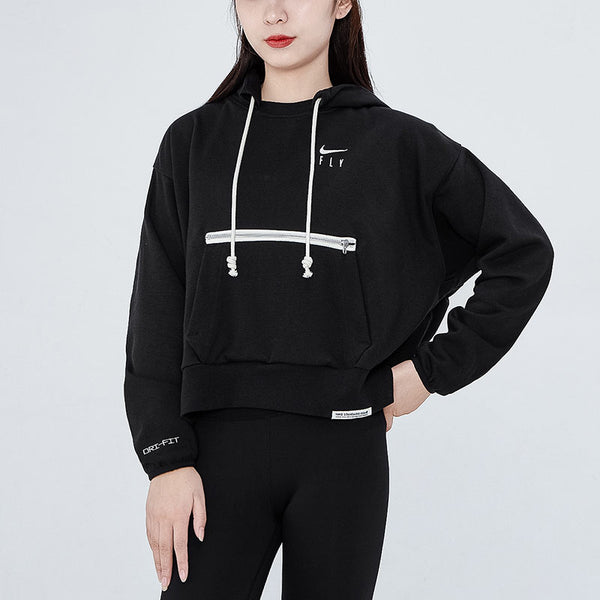 Свитер embroidered logo big pocket short sports hoodie black Nike, черный — фото 3