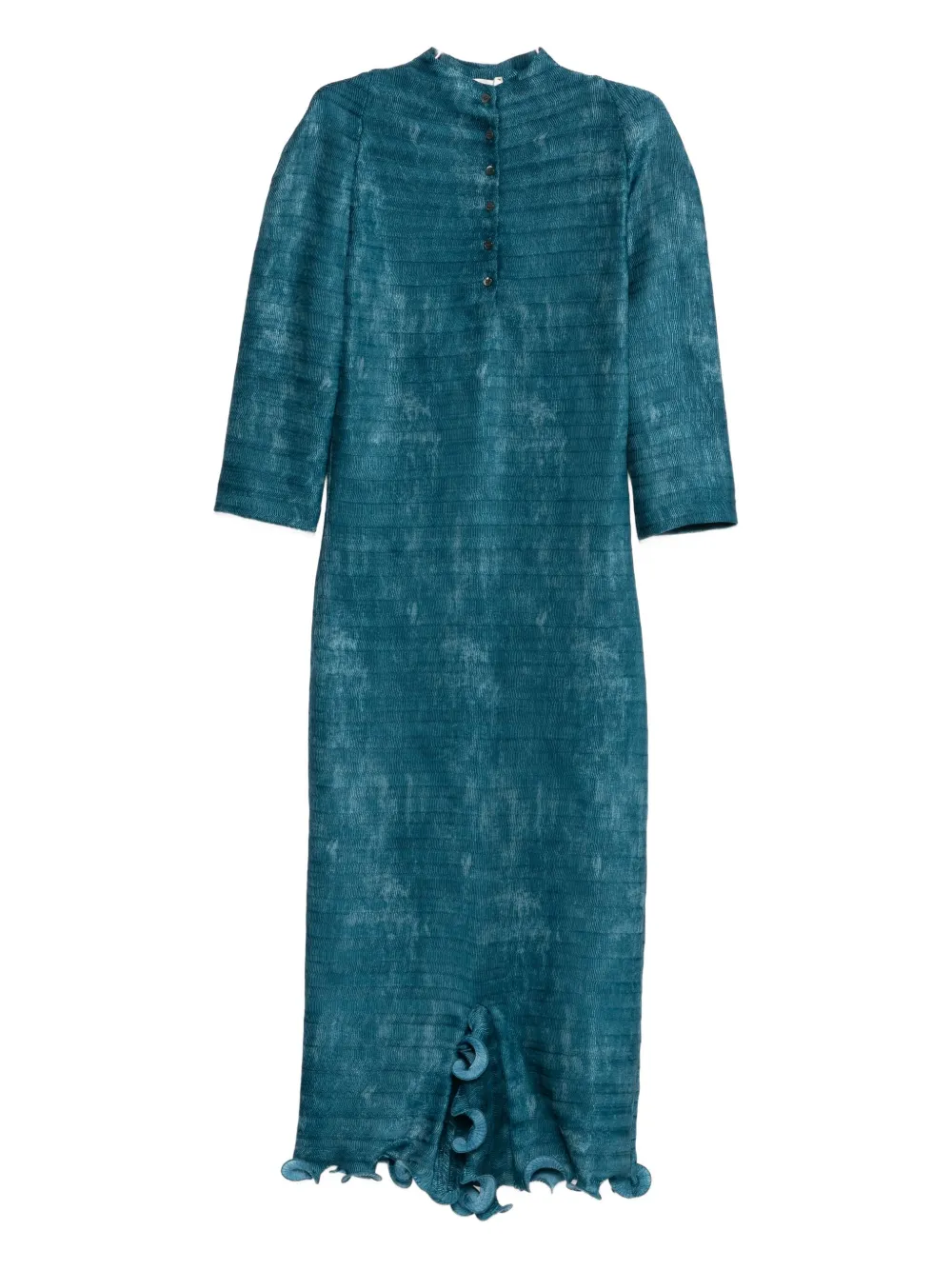 

Платье миди с пуговицами и оборками Fendi, синий