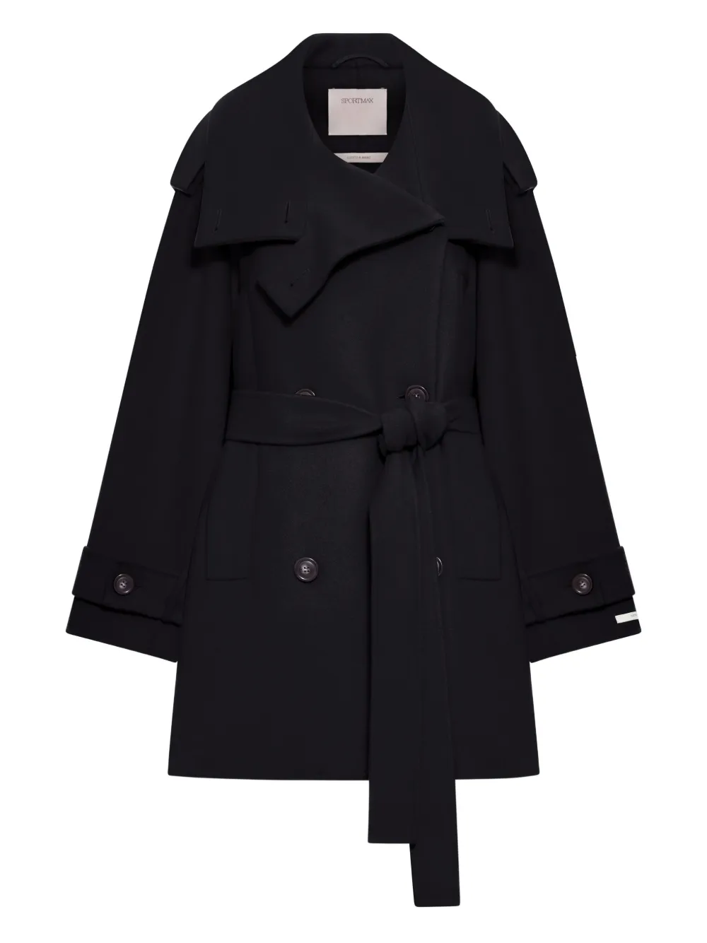 

Шерстяное пальто с поясом Sportmax, черный